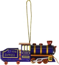 Alexander Taron AT2 Collectible Tin Ornament-Blue Train-1" H x 1.25" W x 3.75" D