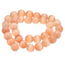 32pcs Champagne Cat's Eye Stone Beads 12mm Round Crystal Loose Bead
