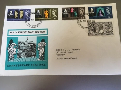 GB STAMPS RARE FIRST DAY COVER 1964 SHAKESPEARE STRATFORD