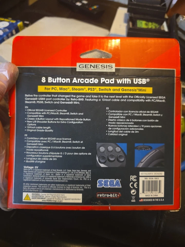 Retro-Bit Official Sega Genesis 8-Button Arcade Pad USB Controller for PC/Mac - Image 3 of 3