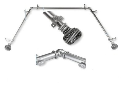 InStyleDesign Helena 13/16'' Bay Window Curtain Rod - 20-36 inches, 38-72 inches
