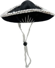 Authentic Made in Mexico Mariachi Black Hat with Silver Stitching Mexican Mini