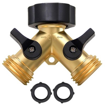 Twinkle Star Garden Hose Splitter 2 Way, Y Connector Brass 1 Pack, 2 Way