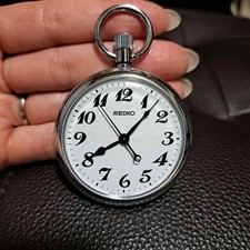 SEIKO Vintage Pocket Watch Quartz Open Face Railway JAPAN