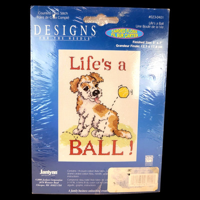 Janlynn Designs For The Needle Lifes A Ball Dog Cross Stitch Kit  2006
