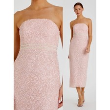Mac Duggal Pink Pearl Embellished Strapless Midi Dress $498 - Size 6