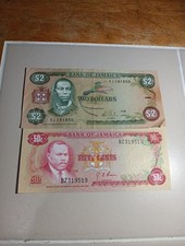 🇯🇲 Jamaica 50 cents & 2 dollars 1985 Banknotes