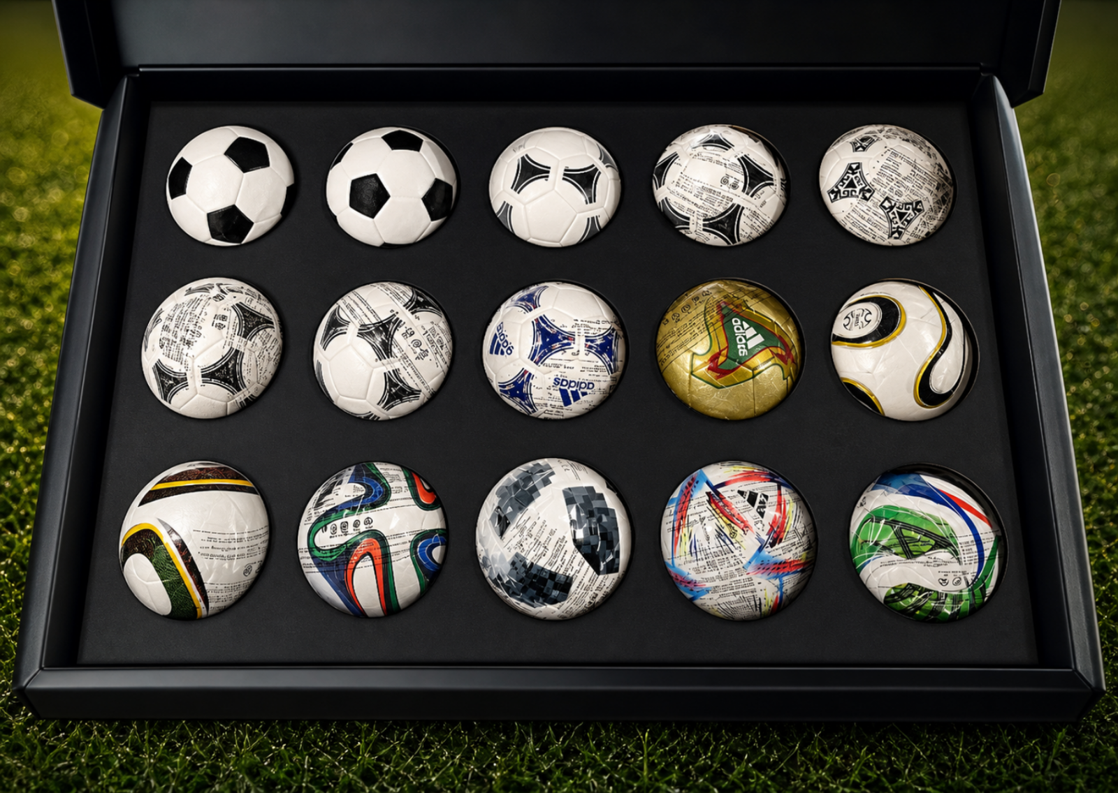 Adidas FIFA World Cup History Mini Match Ball Collection 15 Ball Set ...