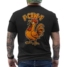 Funny F-Awk-F Chicken F-Caw-F Rooster Pun Retro Raven Rooster Humor Joke ON BACK