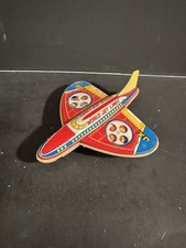 RARE Vintage HC Tin Litho Friction Toy Airplane: World Jet Lines JX-88