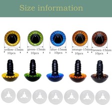 50Pcs 15mm 5Colors Plastic Safety Eyes Craft Eyes with Sturdy Washers for Cro...