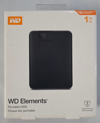 WD 1TB Elements Portable USB 3.2 Gen 1 Hard Drive HDD - WDBUZG0010BBK-WESN