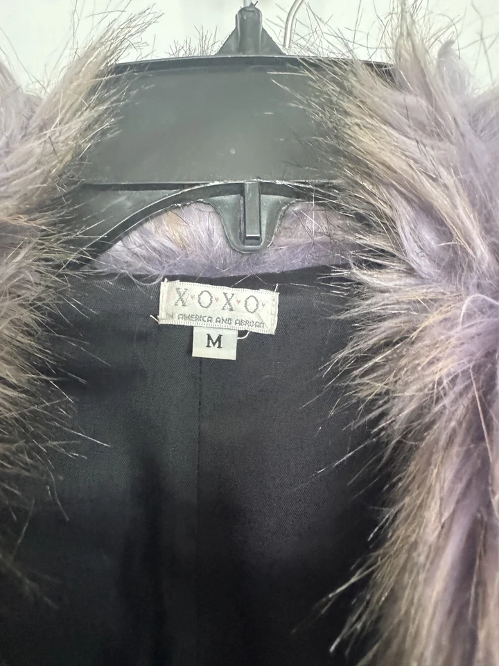 XOXO Fux Fur Coat Jacket Size M Women's Light Purple Brown - Image 2 of 4