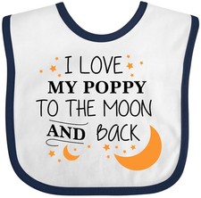Inktastic I Love My Poppy To The Moon And Back Baby Bib You Grandpa Grandfather