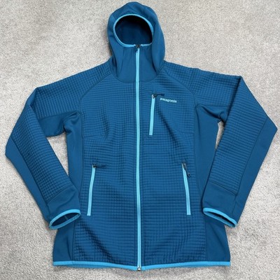 Patagonia Jacket Womens Medium Dual Aspect Hoody Blue Polartec Power Dry Stretch