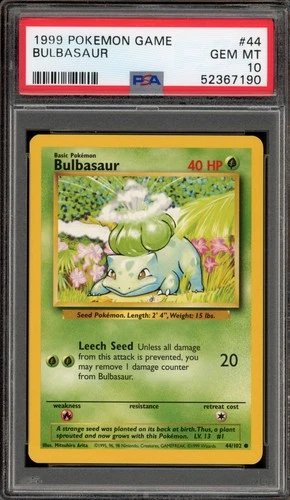 Pokemon Bulbasaur Base Set Unlimited #44 PSA 10 Gem Mint
