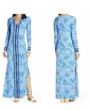 Lilly Pulitzer UPF 50+ FAYE MAXI DRESS Blue Peri Turtley Awesome Womens Small