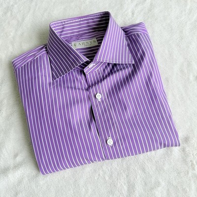 Arnys Paris NWOT Cotton Italy Stripes White Purple Shirt 17 Arnys Paris NWOT Cotton Italy Stripes White Purple Shirt 17