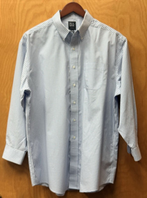 Jos A Bank Traveler's Collection Shirt Men 17^1/2-33 Blue Long Sleeve Button Dwn