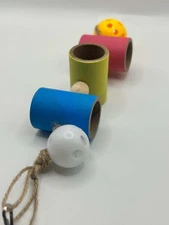 Mini Mouse Chew Toy: Natural Wood Bead Wiffle Ball Pet Enrichment