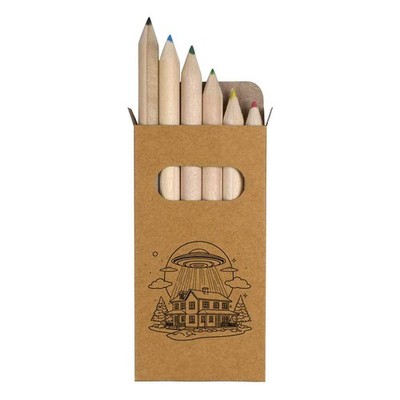 6 x 'UFO Beaming up a House' Short Colour Pencils (PE00089064)