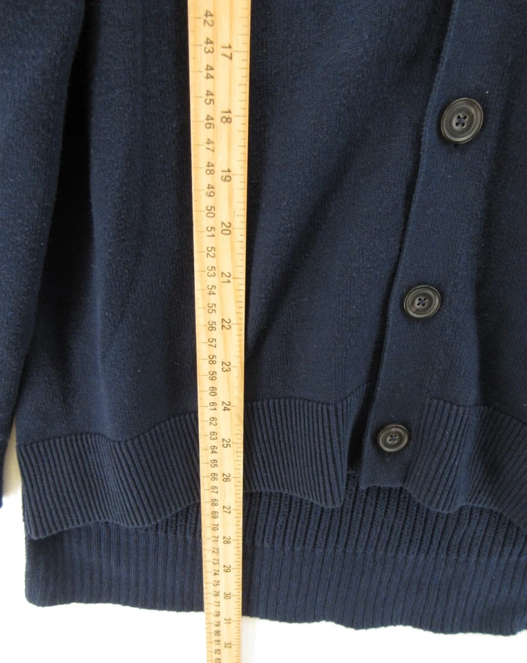 Suéter Vince Hombre Mediano Azul Mezcla Cachemira Cárdigan Abotonado Acanalado Clásico Foto 4 de 4