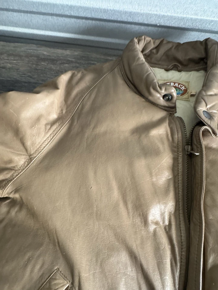 Chaqueta de cuero aislante Zero King Down vintage para hombre L beige tostado Foto 3 de 4