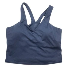 Alo Yoga Sport Bra Women’s Small Navy Blue Airbrush Real Activewear Yoga V-Neck