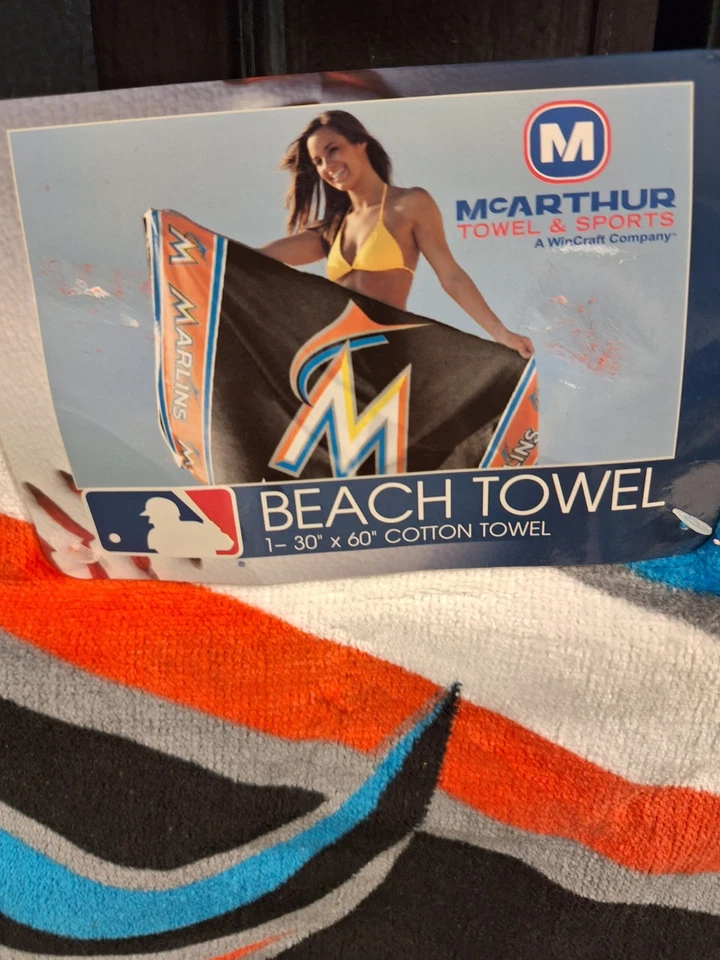 Miami Marlins MLB Beach Towel 30x60 NWT - Image 2 of 4