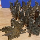 Vintage Set of 12 Brass Maple Leaf Napkin Rings w/Ribbed Loops — photo 10