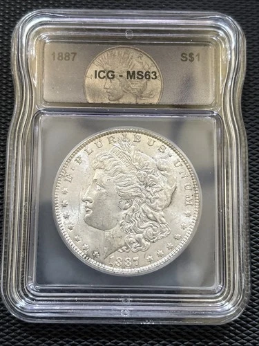 1887 Morgan Silver Dollar ICG MS63 $1 Mint State BU US Coin