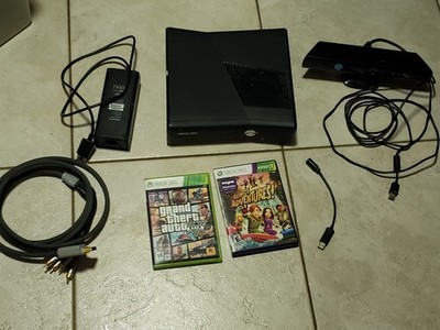 Xbox 360 S Console + Kinect + Games Bundle Wiped Clean Tested Works USED READ