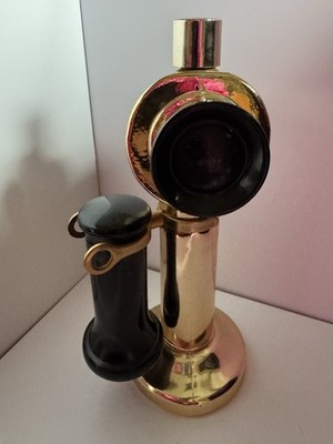 Vintage Avon Leather Cologne Bottle Gold & Black Telephone Shape