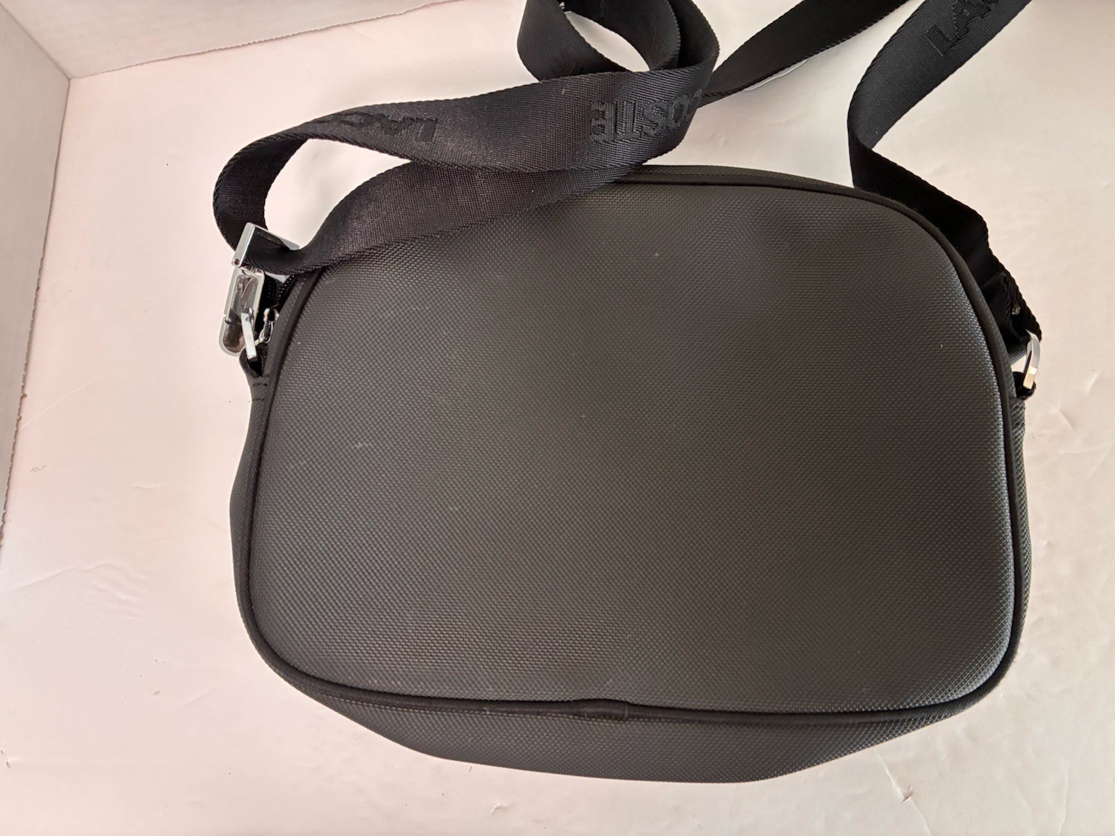 NWOT Unisex Lacoste Black Crossbody Bag - Adjustable Strap Great for Travel thumbnail 4