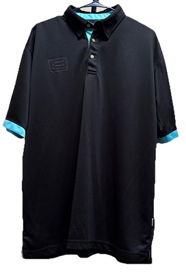 Loft 8 Men s Golf Polo Shirt Black & Turquoise Logo On Chest And Collar XL
