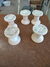 Lot of 5 Large 2" Vintage Sewing Thread Empty Wood Spools