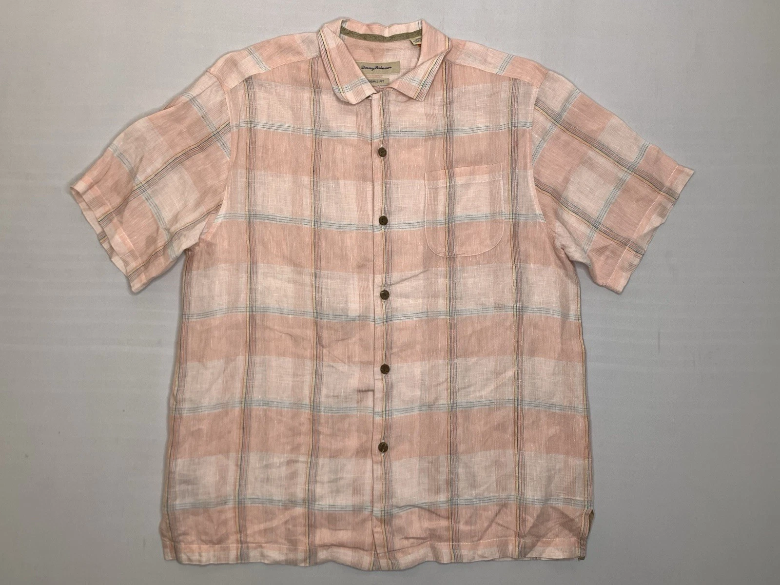 Tommy Bahama Medium 100% Linen Plaid Classic Button-Up Shirt P150