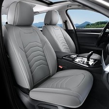 Car Seat Covers, Gray Seat Covers, 2 Pack Luxury Faux Leather Front Gray(Line)
