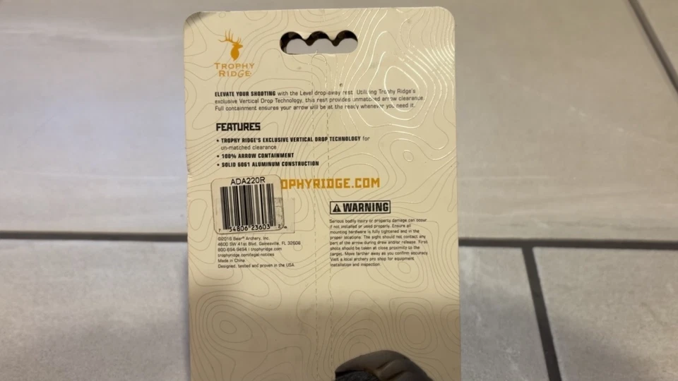 Trophy Ridge Level Dropaway Arrow Rest - Right Hand - *NEW* - Image 2 of 2