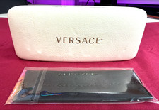 Versace White Hard Shell Eyeglass Sunglass Case Leather-Look Logo Box