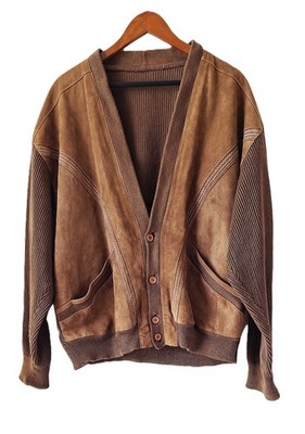 VTG Bally Suede and Knit Cardigan Caramel Color Classic Men s XL Sweater