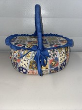 Vintage Padded Quilted Sewing Basket Storage See Pictures For Measurements@J 