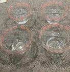 Pyrex Pink GOOSEBERRY Dessert Fruit Sherbet Cups Bowls Set of 4 Footed Glass