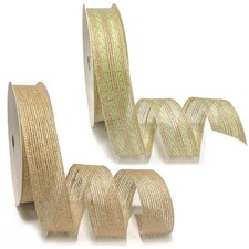 Natural Burlap Ribbon 1 Inch Wired Jute 2 Rolls 40 Yards Gift Wrapping Wreaths