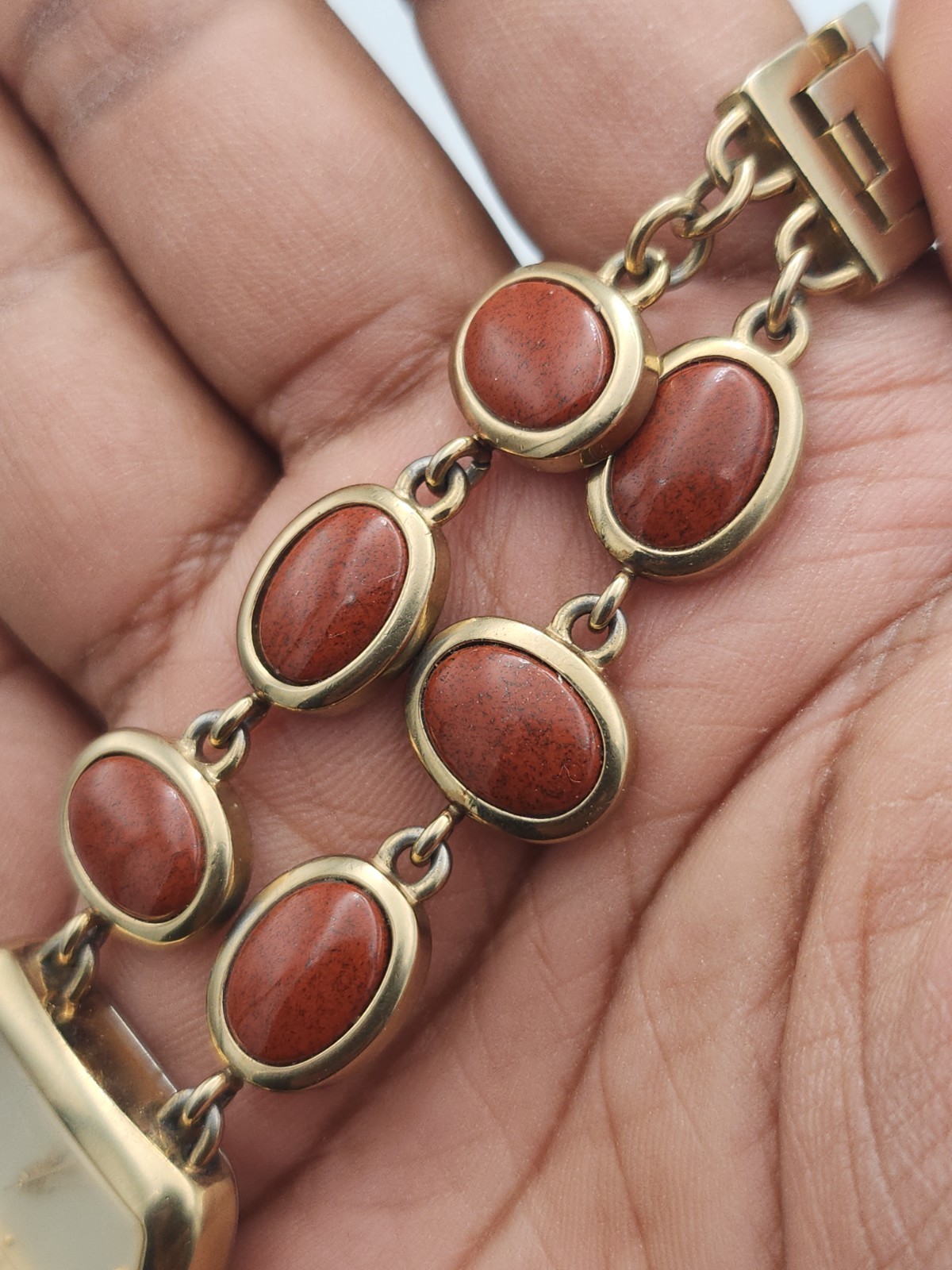 Fossil ES-1480 Women's Quartz Analogue Gold Bracelet Red Oval Links 50m image 8