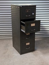 Vintage Dark Green Metal Filing Cabinet Large 4-Drawer Storage Office Etc Resto