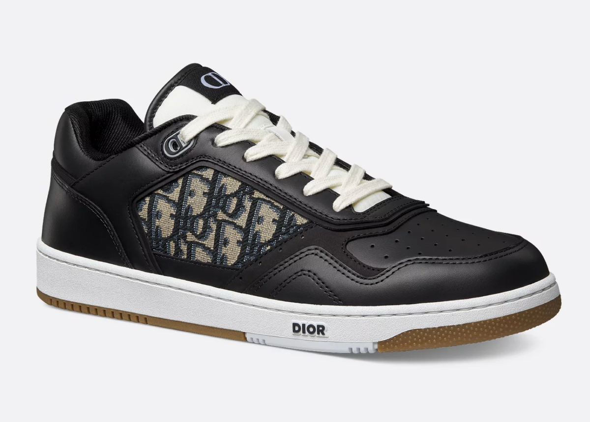 Dior Mens B27 Uptown Black Leather Oblique Low Top Flat Trainer