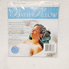 NIP Blue Inflatable Terry Cloth Bath Pillow with Suction Cups