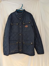 Duffer Of St George Mens Quilted Jacket Medium Navy Field Coat Elbow Patches