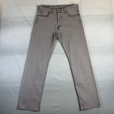 Levis 501 Jeans Mens 32x32 Gray Medium Wash Straight Leg Button Classic Denim